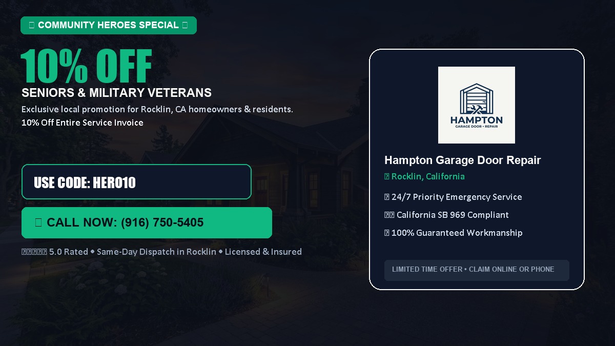 10% OFF Senior Citizens (65+) & Military / Veteran Community Discount in Rocklin, CA
